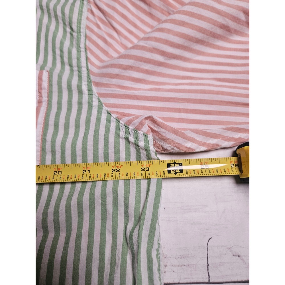 Aerie Womens Large Colorblock Striped Button Down Shirt Oversized Pastel Coastal - Picture 4 of 7